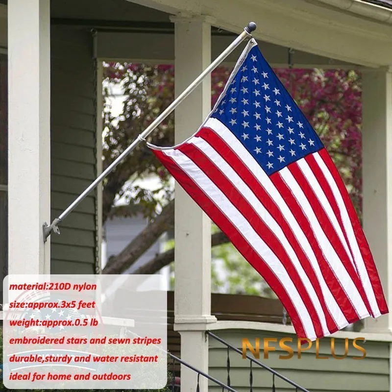 Открытый флаг США 210D нейлон 50 вышитые звезды 13 сшитые полосы 2 латунные люверсы прочный водонепроницаемый американские флаги и баннеры