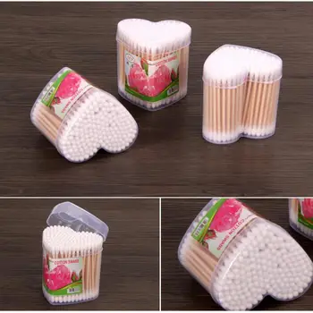 

150pcs Double-Head Sterile Natural Wooden Stick Cotton Swab Safe Eco-friendly Hygienic Makeup Cotton Swab Ear Nose Clean Cotton