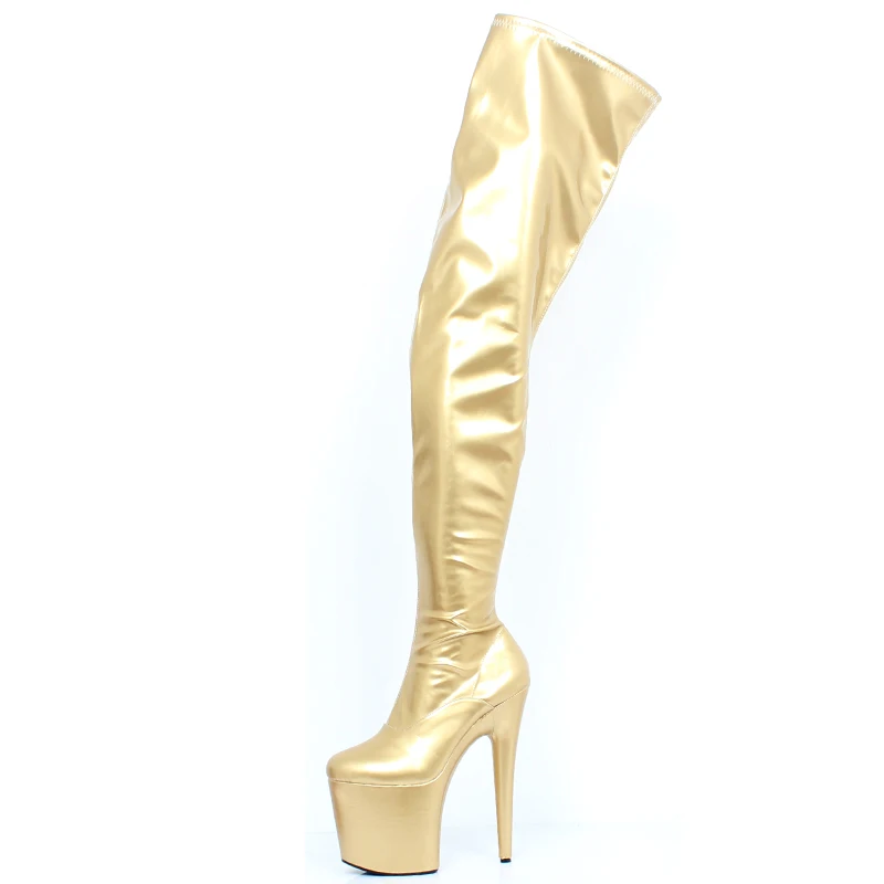 jialuowei PVC Thigh High Boots High Heel Platform Over-the-Knee Zip Crotch Boots Sexy Female Pointed Toe Erotic Shoes