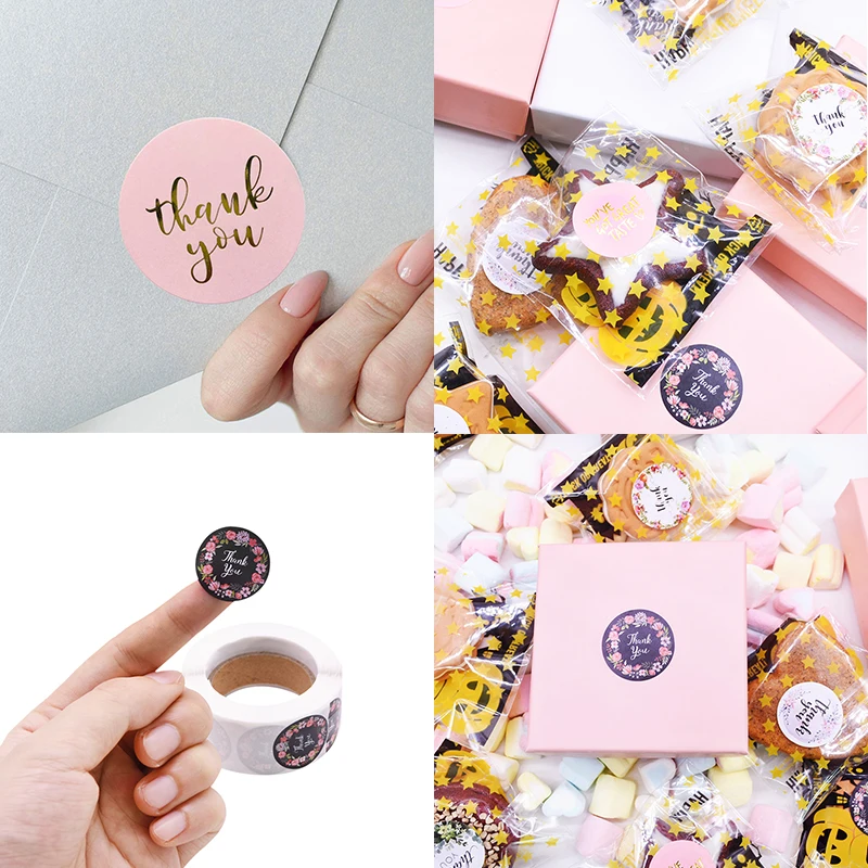 Thank You Stickers Seal Labels Gift Packaging Stickers Wedding Birthday Party Offer Stationery 500pcs/Roll 2.5cm roll packaging stickers,packaging stickers,gift box stickers,stationery stickers,decorative labels stickers,alphabet label stickers,thank you stickers,adhesive stickers,self adhesive stickers,paper stickers