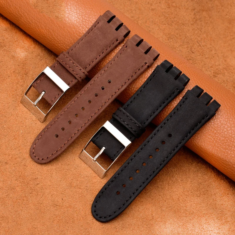 Genuine Calf Leather Watch Strap with Steel Clasp - 23MM Men's Bracelet