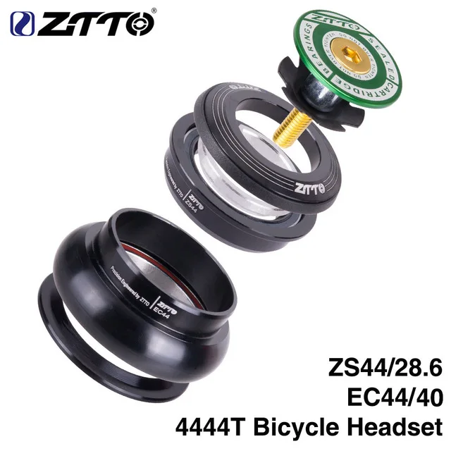 Велосипедная гарнитура ZTTO, велосипедная рулевая колонка 44 мм ZS44 EC44 CNC 1 1/"-1 1/2", прямая трубчатая стойка для конической трубы, вилка 1,5, адаптер - Цвет: green