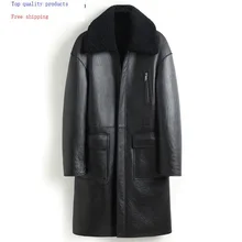 Мужская куртка из натуральной овчины, зимняя куртка из натурального меха, кожаные пальто из овчины, Двусторонняя одежда 8408 KJ3633