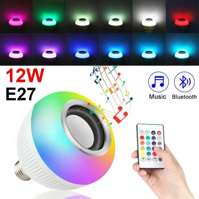 Altoparlante Bluetooth caldo lampadina a LED intelligente RGB 12W luce  colorata a sfera per musica E27 Led illuminazione per feste a casa 100-240V  - AliExpress