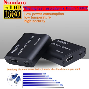 

60M HDMI Transmitter sender Receiver Transceiver 1080P 60Hz HDMI Extender Switch for PS4 EDID HDTV Monitor DVD PC Set-top TV Box