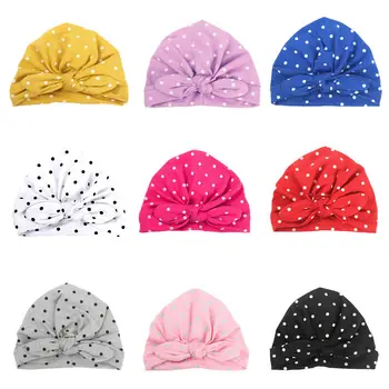 

1 piece Floral Crochet Knitted Caps Dot Beanies With Bowknot For Girls