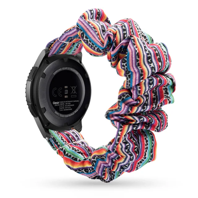 Scrunchies Elastic Watch band 20mm 22mm For samsung galaxy watch 3 41mm 45mm For huawei watch GT2 Pro bracelet For Amazfit Bip Color stripe