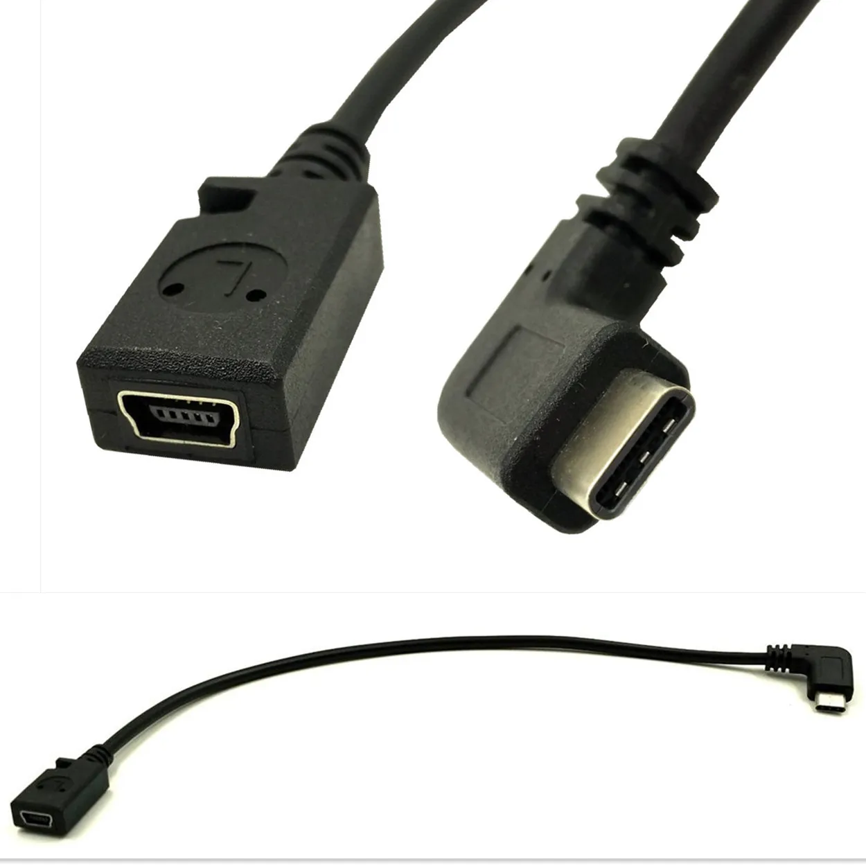 Прямоугольный USB-C кабель для зарядки, Duttek USB 3,1 type C Male to Mini USB(Mini B) Female кабель для конвертера 0,3 м