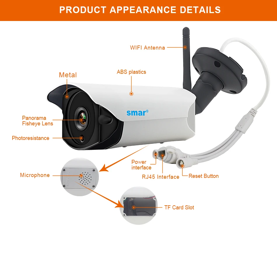 Smip-камера Wifi 1080P ONVIF Беспроводная Проводная P2P CCTV Bullet уличная камера с разъемом для карты MiscroSD Max 64G