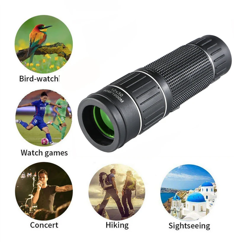 Telescópio Potência Monocular Lente de Vidro Óptico à Prova Dlow Água Baixa Luz Binóculos Visão Noturna para a Caça Acampamento Caminhadas X509b 12x30 Telescópio e binóculos 1 Telescópio e binóculos