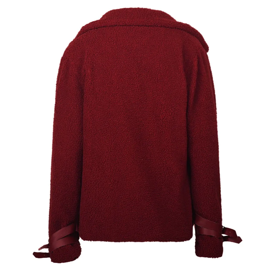 Jaycosin Fashion Women Casual Fleece Winter Warm Jacket Coat Stylish Long Sleeve Comfortable Soft Short Overcoat Outercoat 26#4