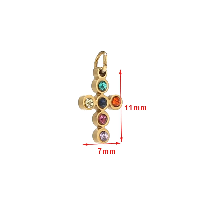 

5pcs Gold Plated Stainless Steel 7*11mm Mini Cross Charms Crystals Tiny Cross Pendants for DIY Jewelry Earrings Bracelets Making