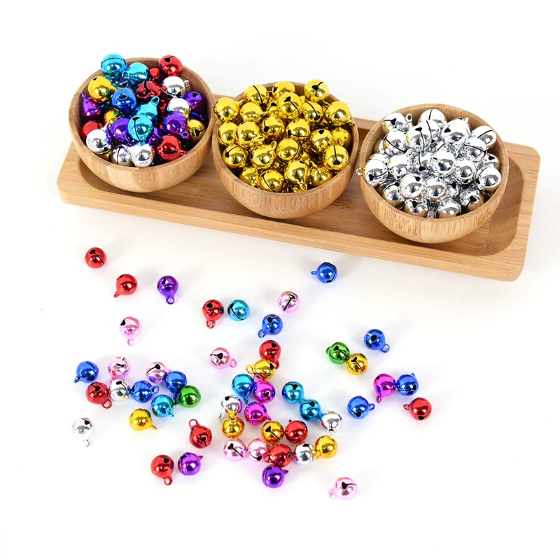 

6/8/10/12/14mm 50PCS Jingle Bells Iron Pendants Loose Beads For Festival Party Christmas Tree Decoration/DIY Crafts Accessories