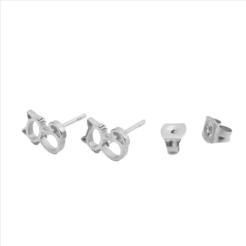 New Women's Earrings Stainless Steel Cat Animal Ear Post Stud Trendy Jewelry Wife Gift 10mm x 7mm 1 Pair | Украшения и