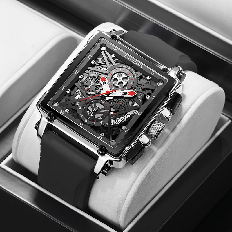 2021 Men Watch Top Brand Luxury Waterproof Quartz Square Wristwatche For Men Date Sport Hollow Clock Male Zegarek Mesk_voghion.com