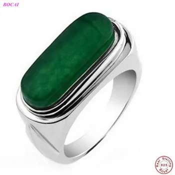 

BOCAI s925 pure silver men's ring Thai silver inlaid jasper popular fashion domineering personality ring for men and women
