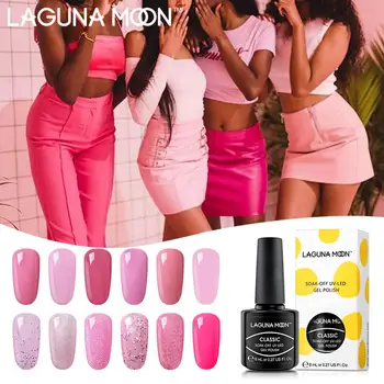 

Lagunamoon 8ml Pink Color Gel Nail Polish Painting Soak Off Semi Permanent Gel UV and LED Lamp Enamel Lacquer Varnish GelLak