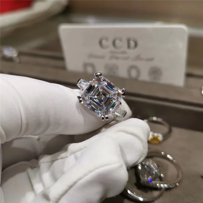 925 пробы Серебряное кольцо для помолвки 12 мм AAAAA cz Sona Камень Обручальное кольцо кольца для женщин Свадебные украшения