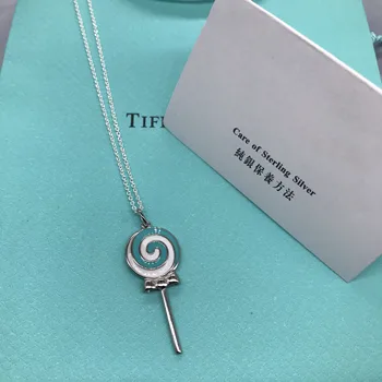 

100% 925 sterling silver charm original lollipop necklace, Japanese and Korean romantic style, a holiday gift for girlfriend