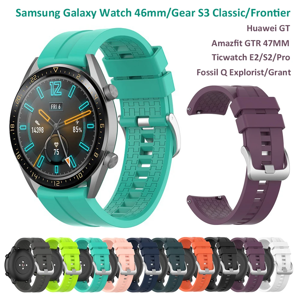 Силиконовый ремешок 22 мм для Samsung Galaxy Watch 3 45 мм/Gear S3 / Pebble Time Steel/ Moto 360 мужчин 2nd Gen 46
