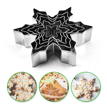 

5Pcs Christmas Snowflake Cookie Cutter Biscuit Chocolate Cake Mold Baking Tool 2020