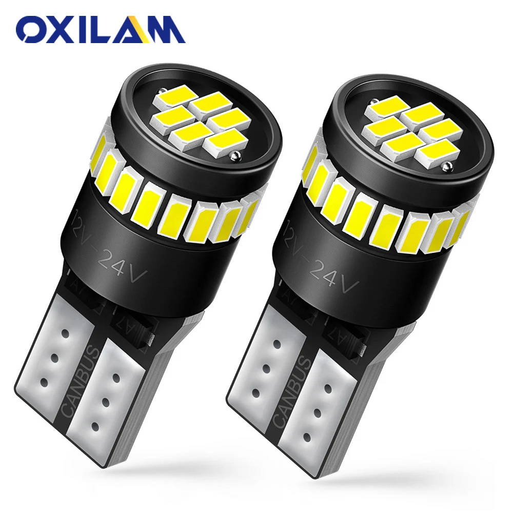 

OXILAM 2Pcs T10 Wedge LED Lamp W5W 194 168 Socket Car Lights Parking Side Marker License Plate Interior Light White Red Yellow