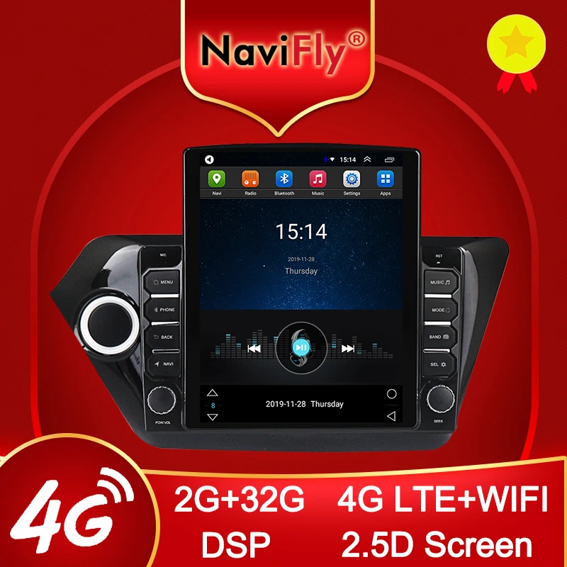 Navifly 2.5D 9 7 &quotTesla style для Kia RIO 3 K2 2011 - 2015 Android радио Автомобильный мультимедийный