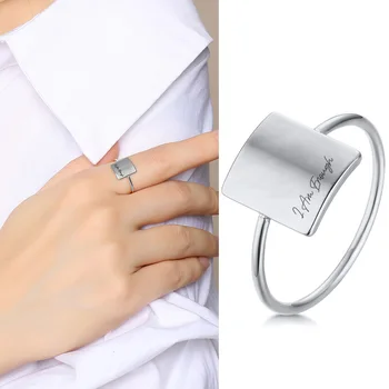 

PERSONALIZED RING STAINLESS STEEL SQUARE RING FOR WOMEN