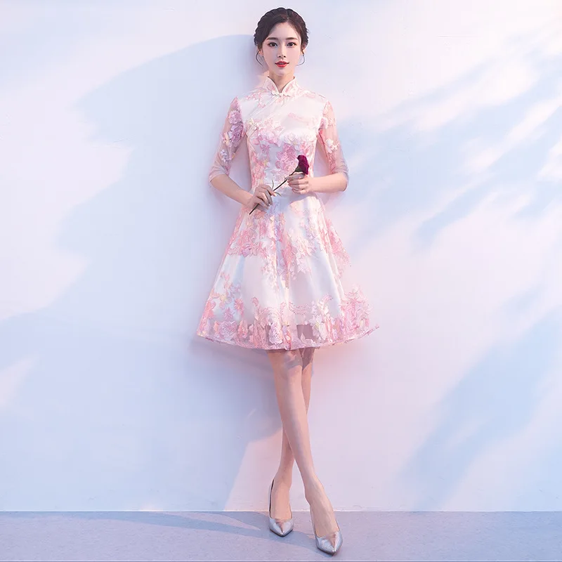 Лидер продаж Qipao вышивка улучшилось Cheongsam Свадебная вечеринка, платье на выпускной, бальное платье, Vestidos