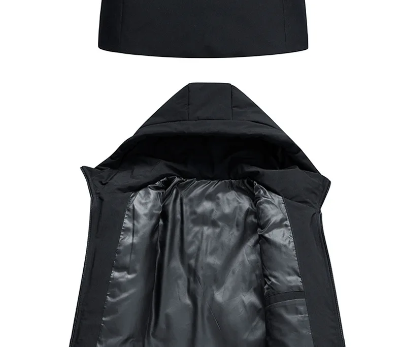 Winter down Jacket Men's Warm Cold White Duck down Mid-length MEN'S Hooded Jacket Comfortable Cool Stripes Men'S Wear