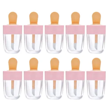 

15pcs Empty Lip Gloss Tube Container Ice Cream Shape Transparent DIY Lip Balm Container (Pink)