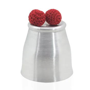 

Magic Performance Prop Magnetic Cup Magnetic Magic Trick Toy with Magnetic Ball and Ordinary Ball - Silver + Red L