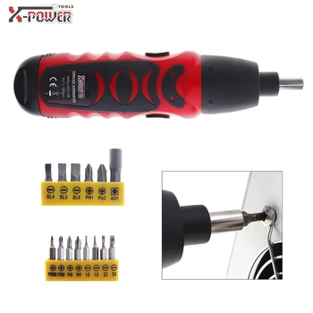 

Mini Handle 6V Battery Operated Cordless Electric Screw Driver with Bidirectional Switch and 11Bits for Household Maintenance