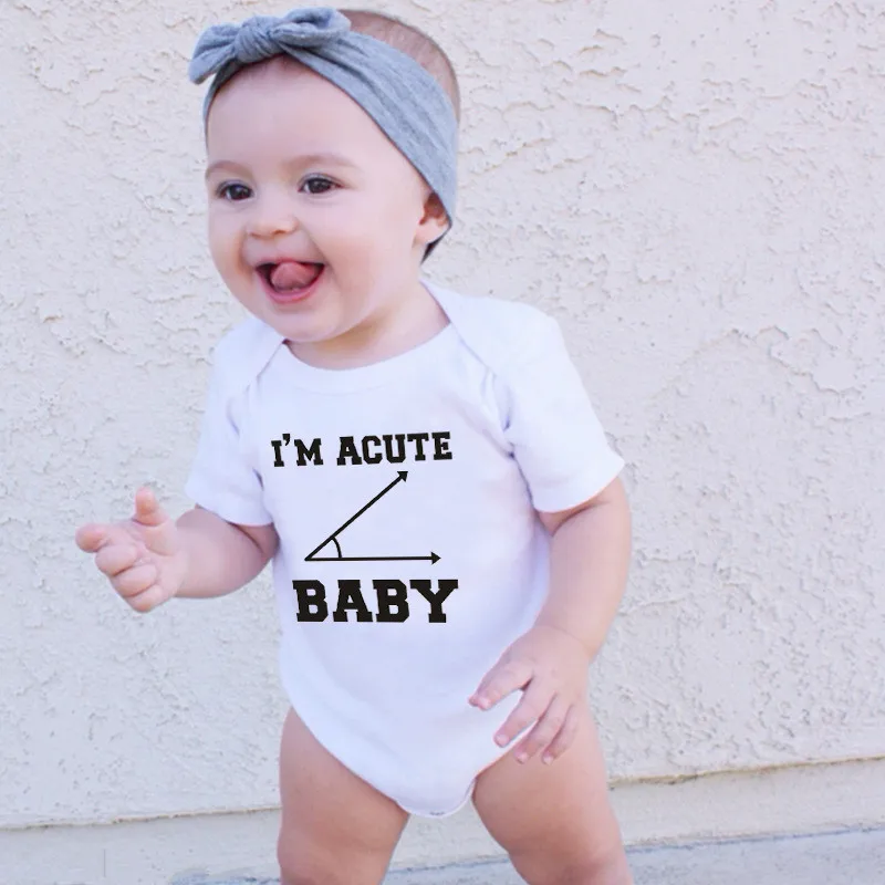 I'm Acute Baby/боди для новорожденных; Забавный хлопковый комбинезон с короткими рукавами для маленьких мальчиков и девочек; ползунки Детский комбинезон; боди; Bebe; комбинезон для младенцев; одежда