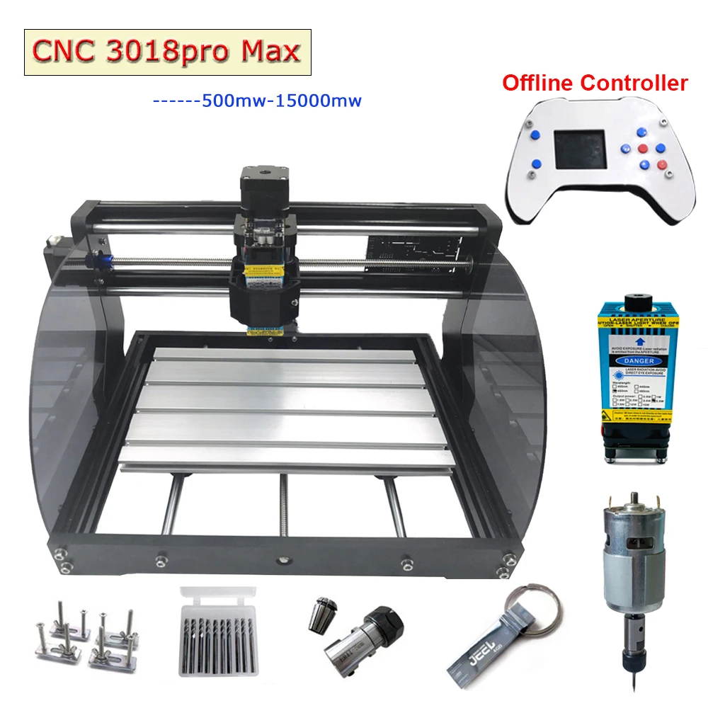 3018Pro Max CNC Laser Engraving Machine Power 0.5W-15W 3axis Router DIY MINI  Woodworking Laser Engraver With Offline Controller