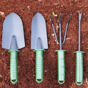 

YosHouse 4pcs Mini Shovel Rake Spade DIY Gardening Tools Set Flower Weeding Bonsai Tools Plastic Handle Handmade for Garden