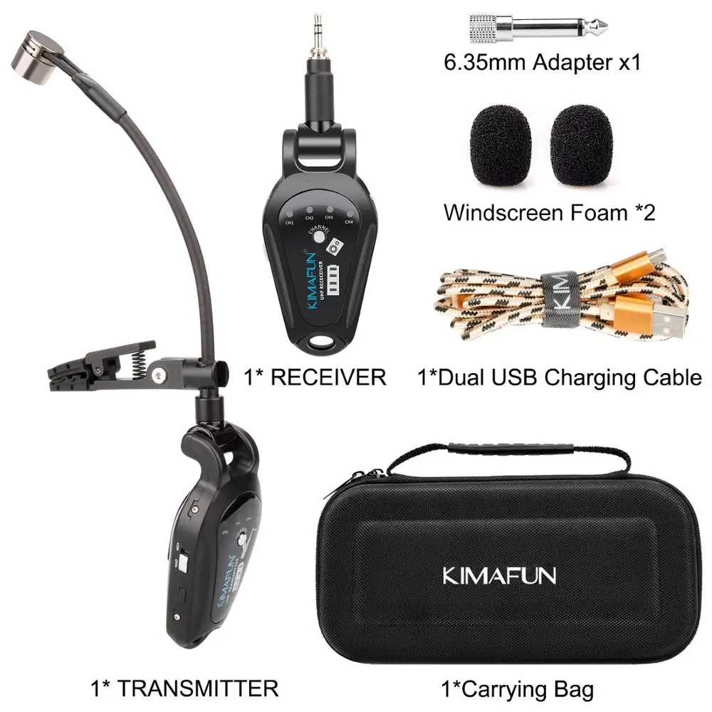 KIMAFUN UHF Wireless Microphone System Clip on