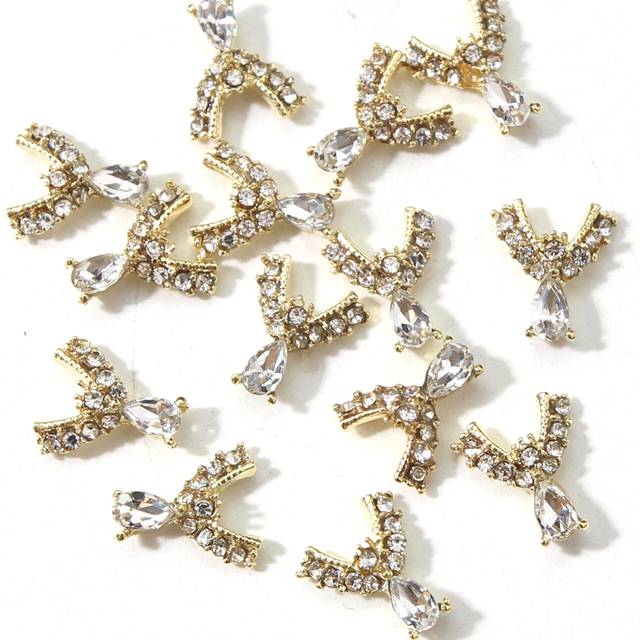 Gold Rose Alloy Rhinestone Nail Charms Valentine'S Day Limited Decor Luxury Pearl Diamond Design 3D Nail Art Accessories 1