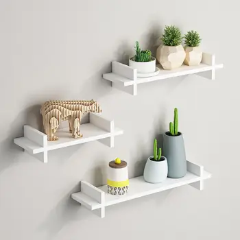 

White Wall Shelf Wall Mounted Storage Rack Organization For Bedroom Kitchen Bathroom Shower Corner Storage Shelf DIY Kid Room
