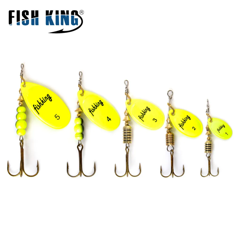 FISH KING Spinner Bait 3.9g 4.6g 7.4g 10.8g 15g Spoon Lures pike Metal With Treble Hooks Arttificial Bass Bait Fishing Lure