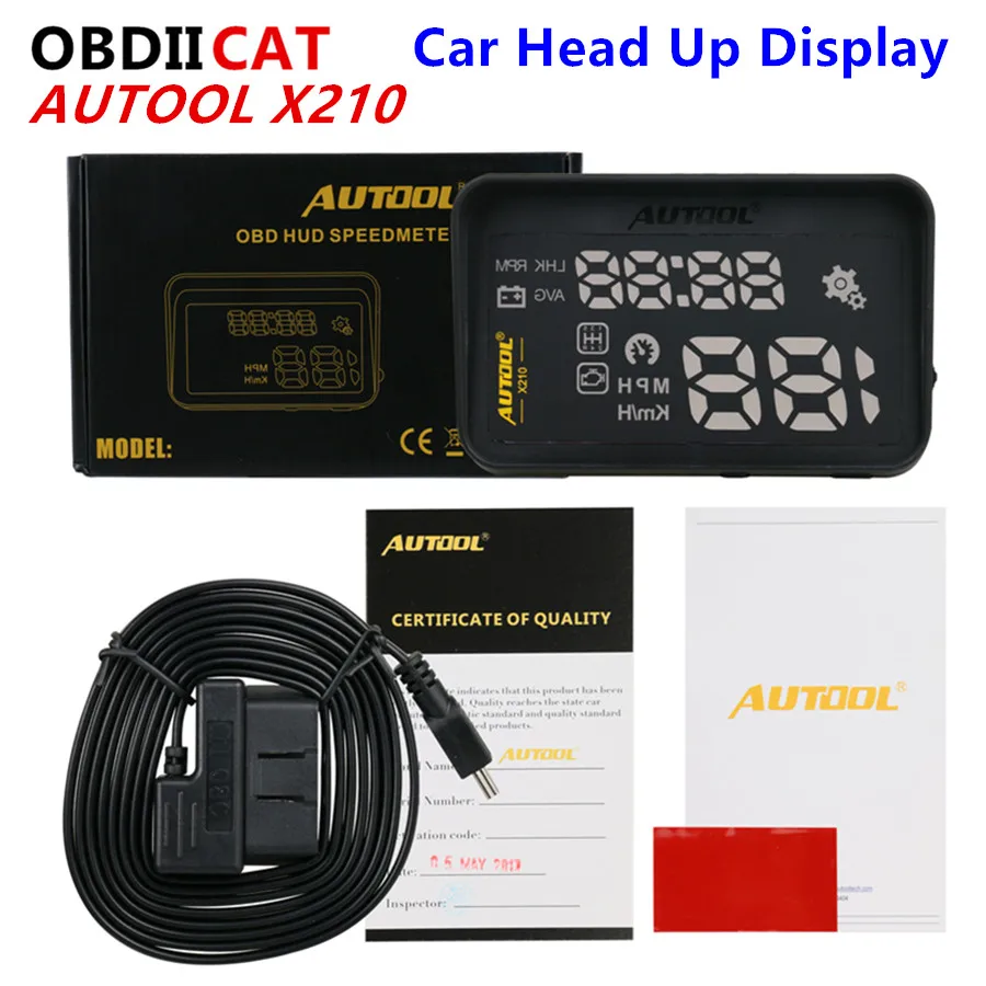 OBDIICAT Новый Универсальный Автомобильный спидометр HUD X210 со спидометром