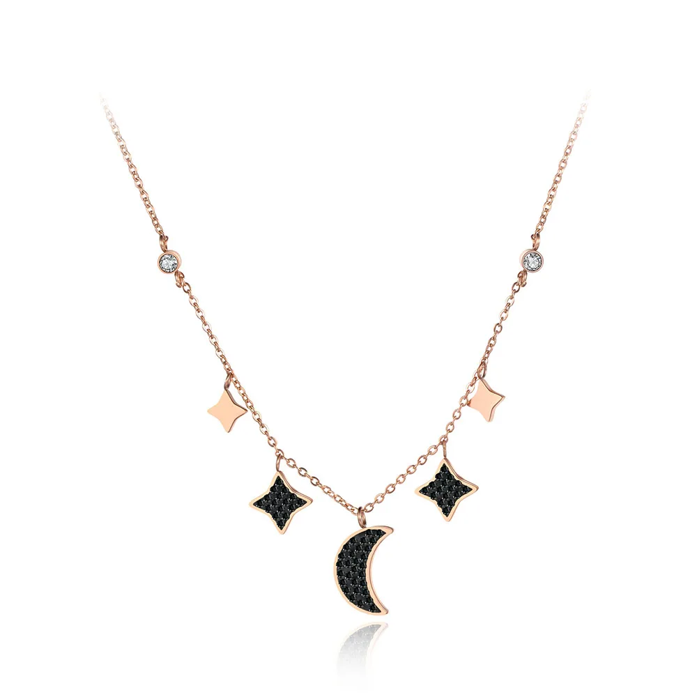 Lokaer титановая нержавеющая сталь CZ кристаллическая звезда Подвеска в виде Луны ожерелье ювелирные изделия модное ожерелье-чокер для женщин Девушка N19116