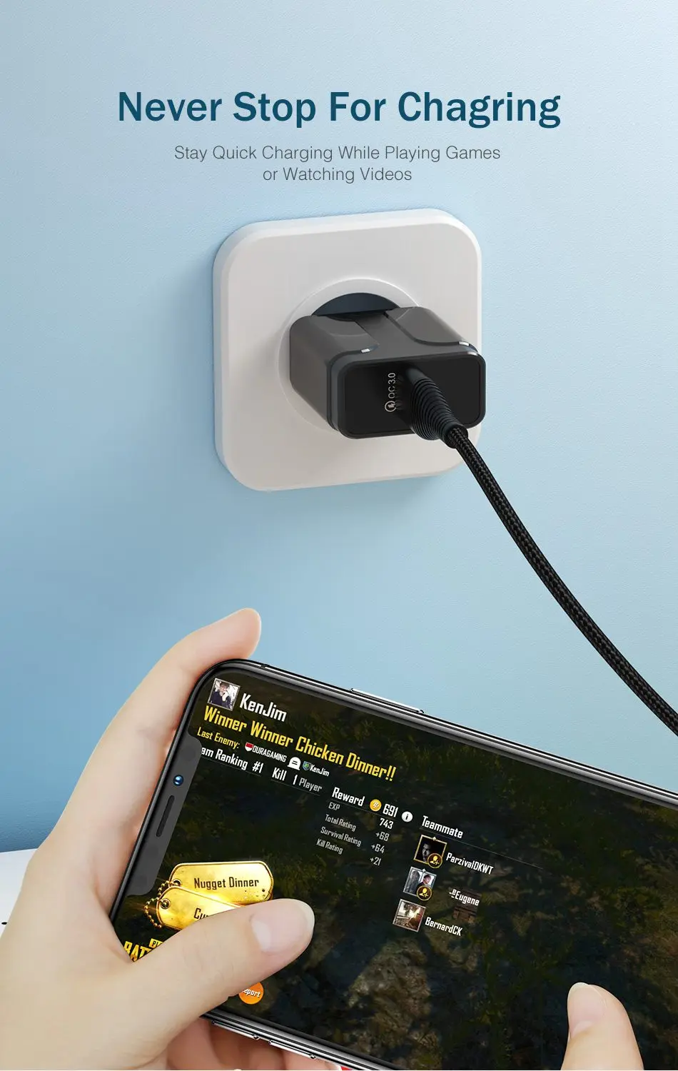 YKZ USB зарядное устройство Quick Charge 3,0 QC3.0 Быстрая зарядка зарядное устройство для мобильного телефона с европейской вилкой для iPhone Samsung Xiaomi QC 3 0 Новинка