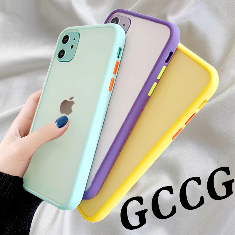 Buen trato Funda de teléfono de TPU suave a prueba de golpes para iphone, carcasa Simple de silicona transparente mate a prueba de golpes para iphone 11 Pro XR X XS Max 12 6S 6 8 7 Plus 3BjY78dzG