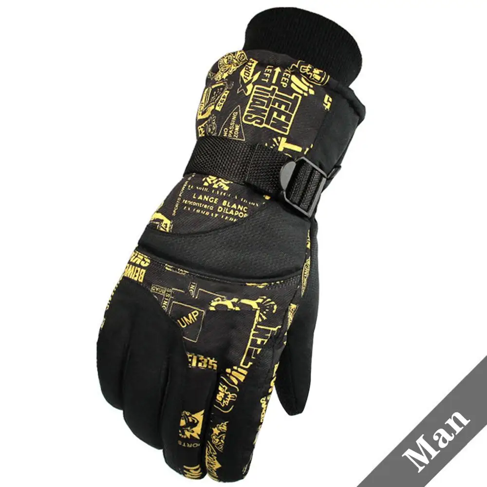 Зимние теплые перчатки, мужские лыжные перчатки, женские перчатки для сноуборда, снегохода, езды на мотоцикле, зимние перчатки, ветрозащитные - Цвет: Black For Man