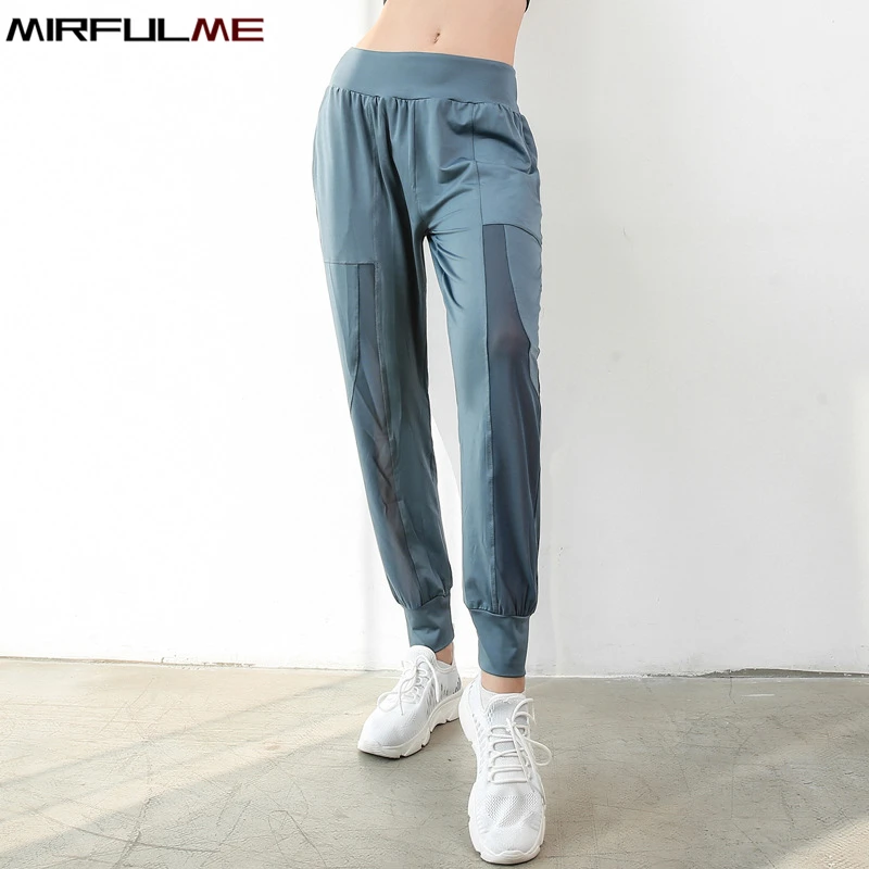 Women Jogger Pants High Waist Sports Running Trousers Loose Thin Wide