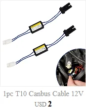 1 шт. T10 кабель Canbus 12 в светодиодный Предупреждение ющий декодер компенсатора 501 T 10 W5W 192 168 Автомобильные фары без ошибок Canbus OCB нагрузочный резистор