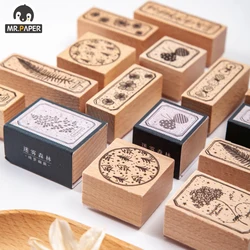 Mr. Papier – timbres en bois imprimés, 8 modèles, série forêt brumeuse, Style plante, créatif, Simple, décor pour compte à main, bricolage, matériel 