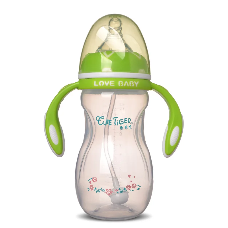 

Obediently Tiger Wide Aperture Pp Big Nursing Bottle Arc with Handle with Straw Feeding Bottle Maternal And Child Supplies