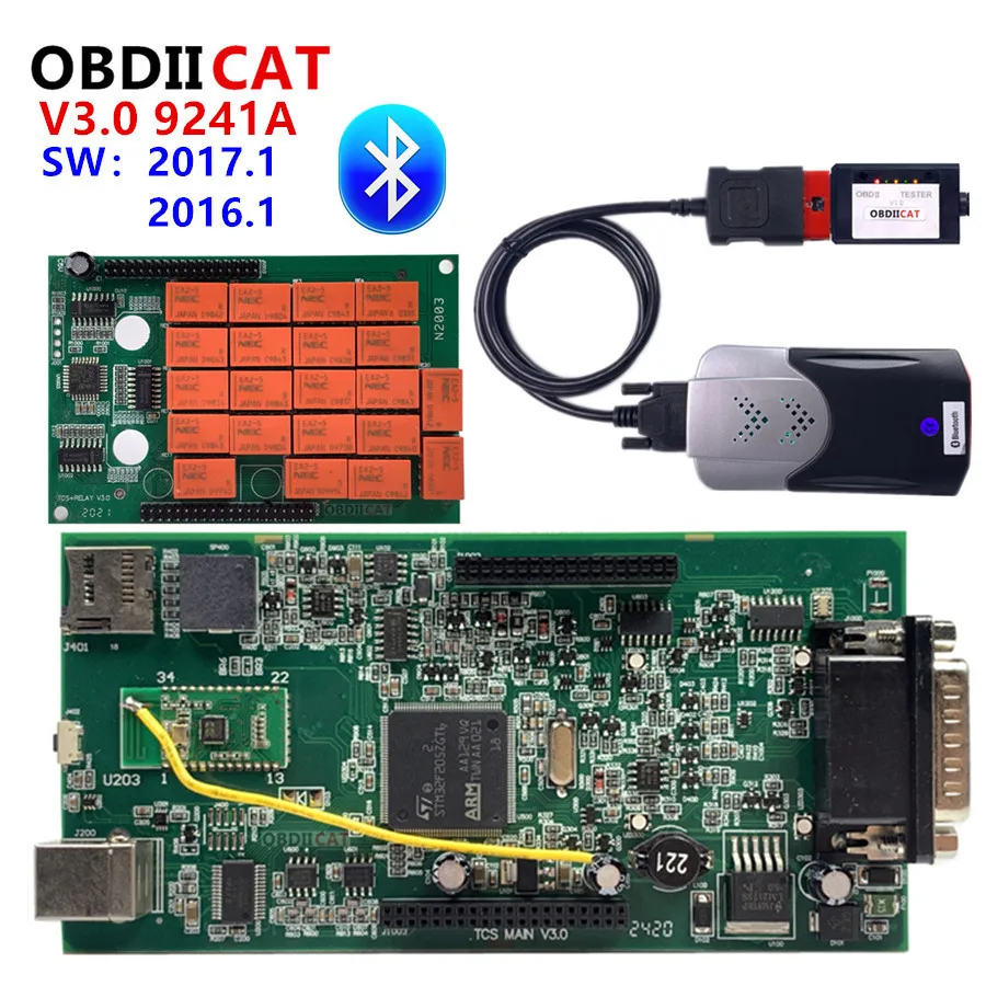 Новейший 2017 1 V3.0 OBDIICAT TCS сканер Bluetooth красное реле 2016 + KEYGEN новейший для